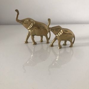 2pc Vintage Brass Elephant